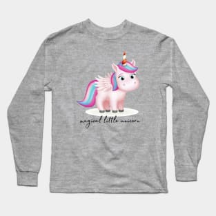 Magical Little Unicorn Drawing with Text Long Sleeve T-Shirt